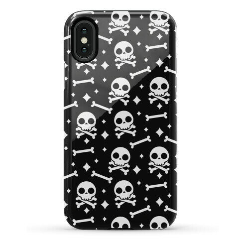 Cute Skull N' Bones Pattern (Black) Phone Case